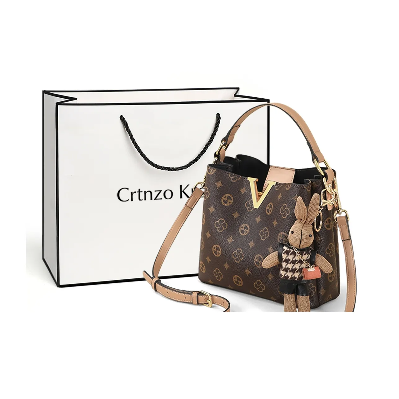 Crtnzo Kroez Сумка-ведро из синтетической кожи сумка на одно плечо женская хаки