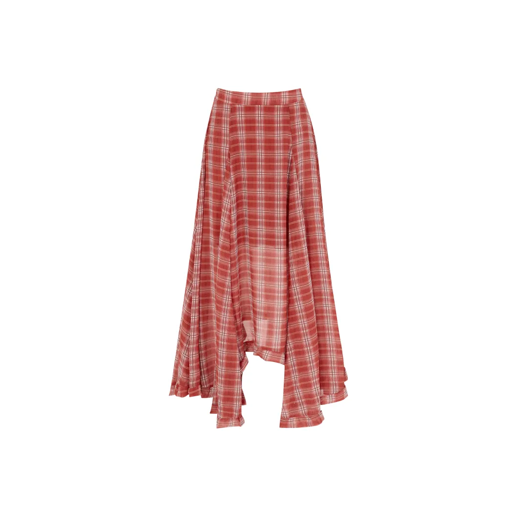 Poyz Красная Клетчатая Юбка Женская Повседневная Длинная Юбка