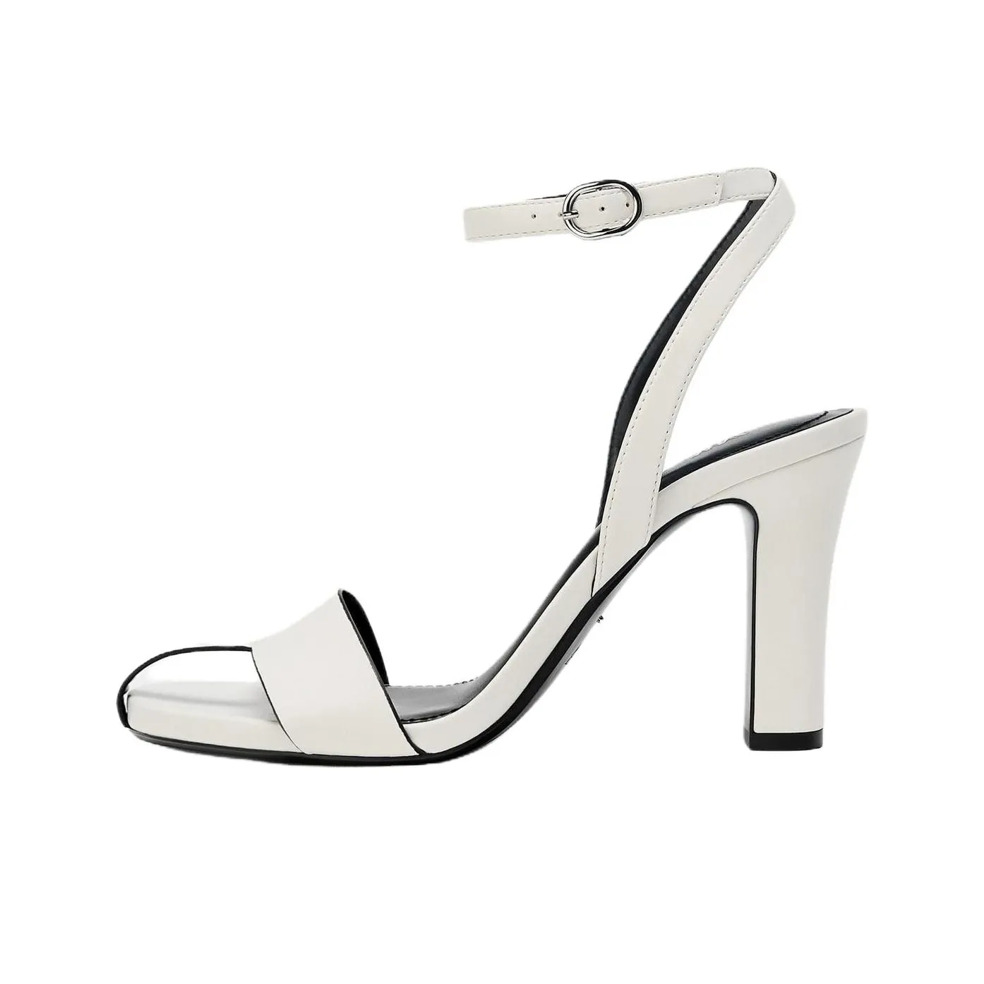 ZARA One Strap Sandals 7cm Women's White