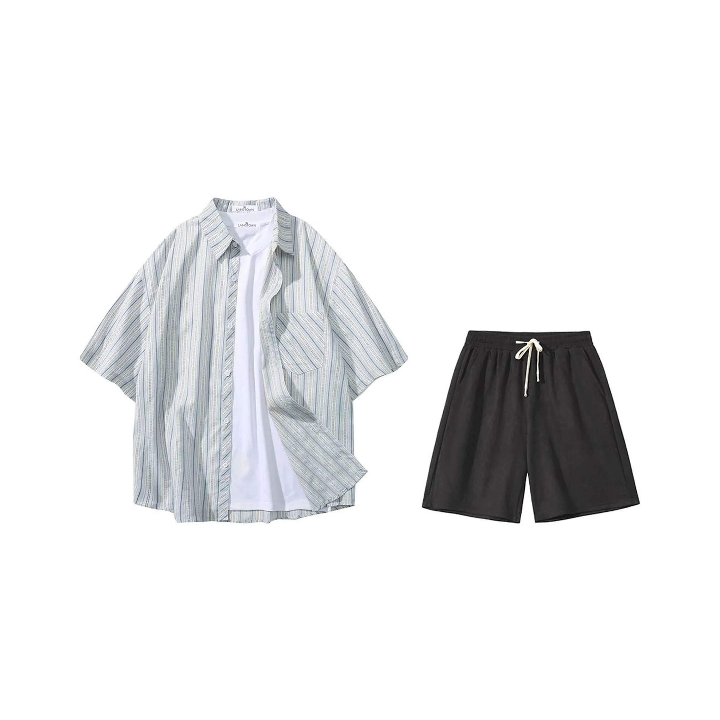 LIVINGTOWN Комплект рубашек Matching Унисекс Белый Синий