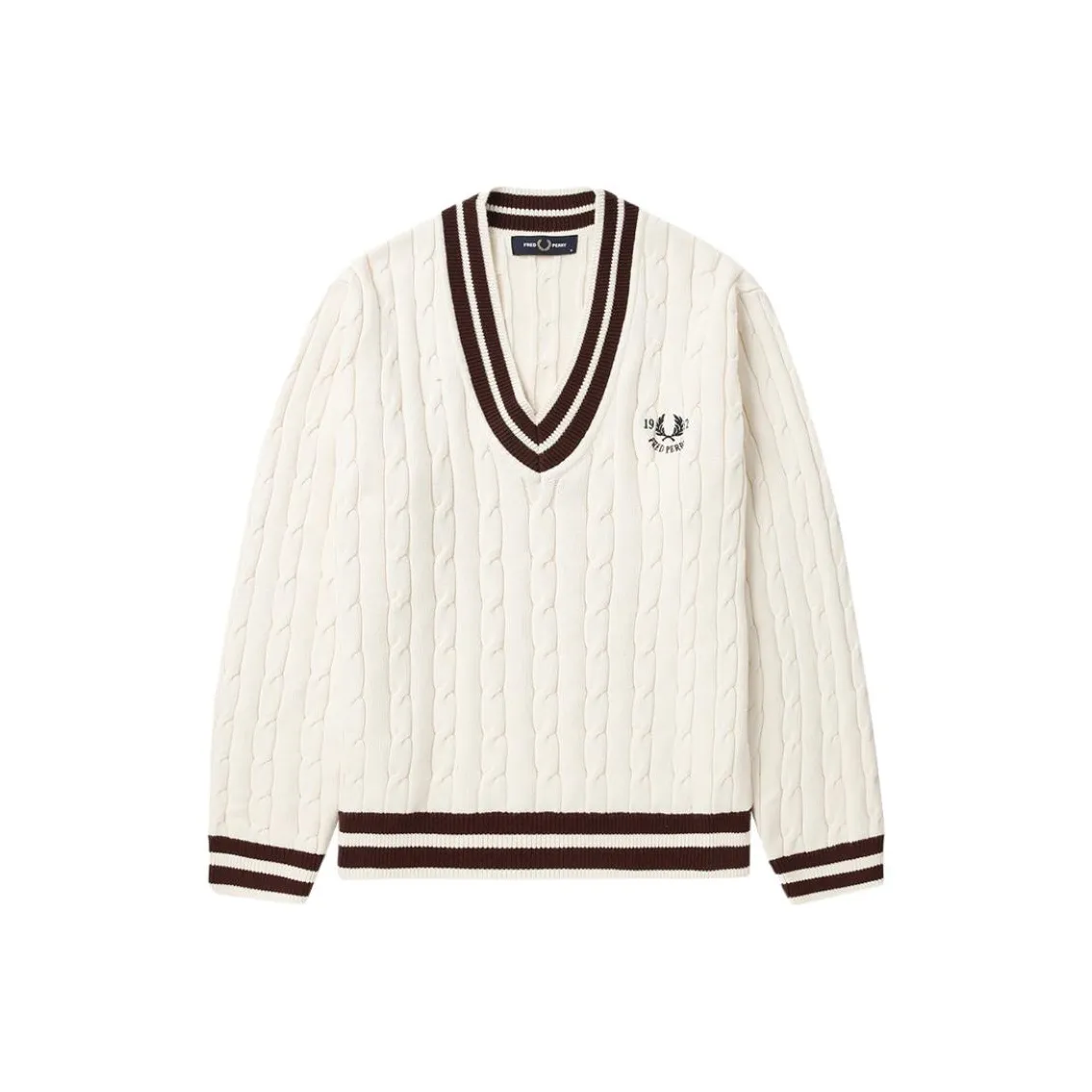 FRED PERRY Cable knit V neck Sweater