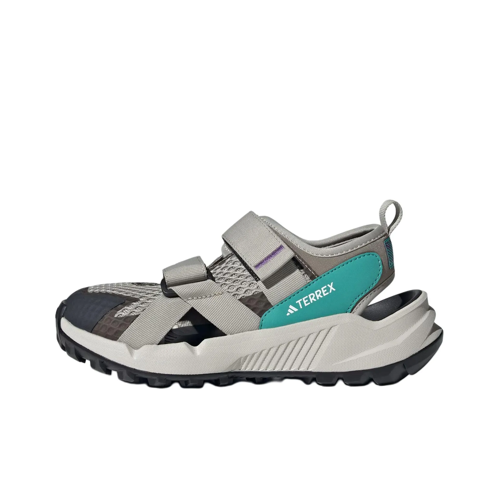 adidas Terrex Hydroterra Slip-resistant Abrasion-resistant Low Top Children's Sandals Gray Teenagers adidas Terrex Hydroterra Противоскользящие Износостойкие Низкие Топы Детские Сандалии Серые Подростки