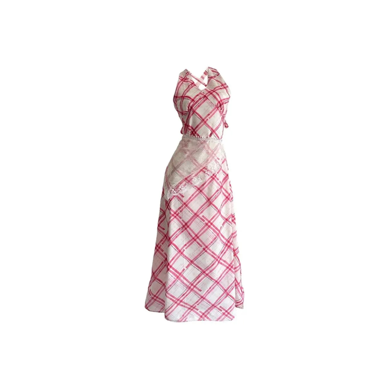 POPO.INFO Slip Dresses Women's Red White Plaid