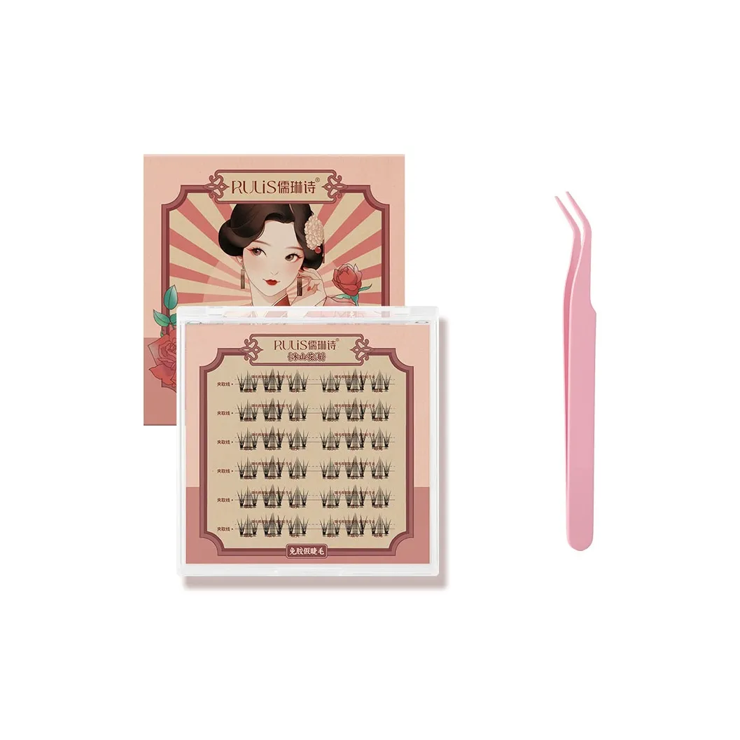 RULINSHI No Glue Required Искусственные ресницы Одиночный кластер Натуральное волокно Длинный стиль для улучшения внешности глаз