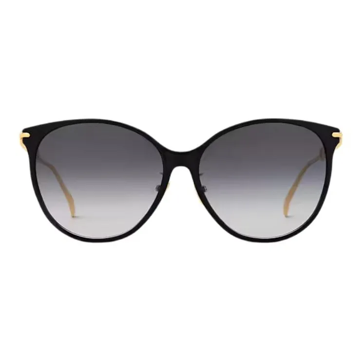 LOUIS VUITTON Acetate Metal Irregular Shape Sunglasses Women's Black
