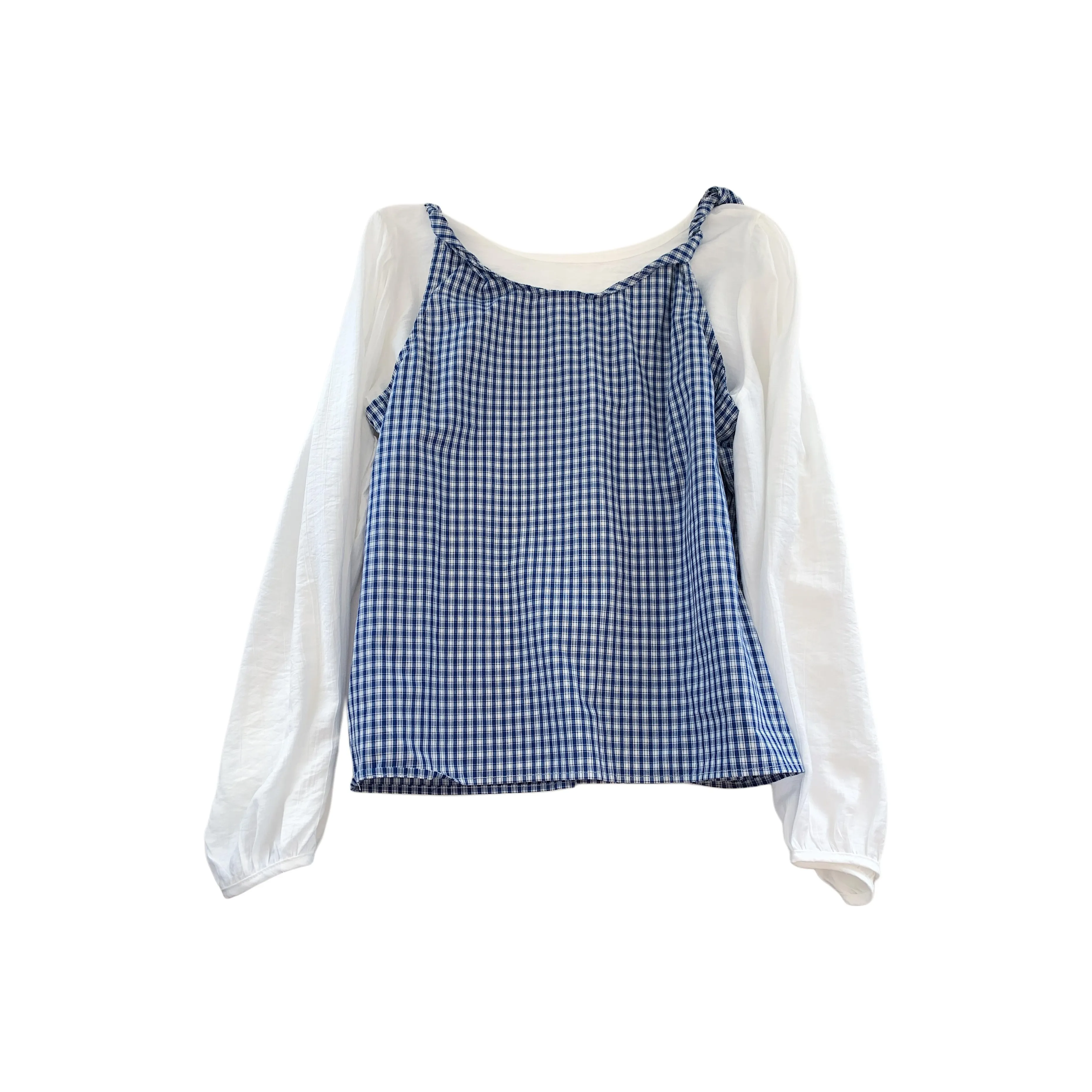 OUBO Темно-синяя клетка Женские футболки