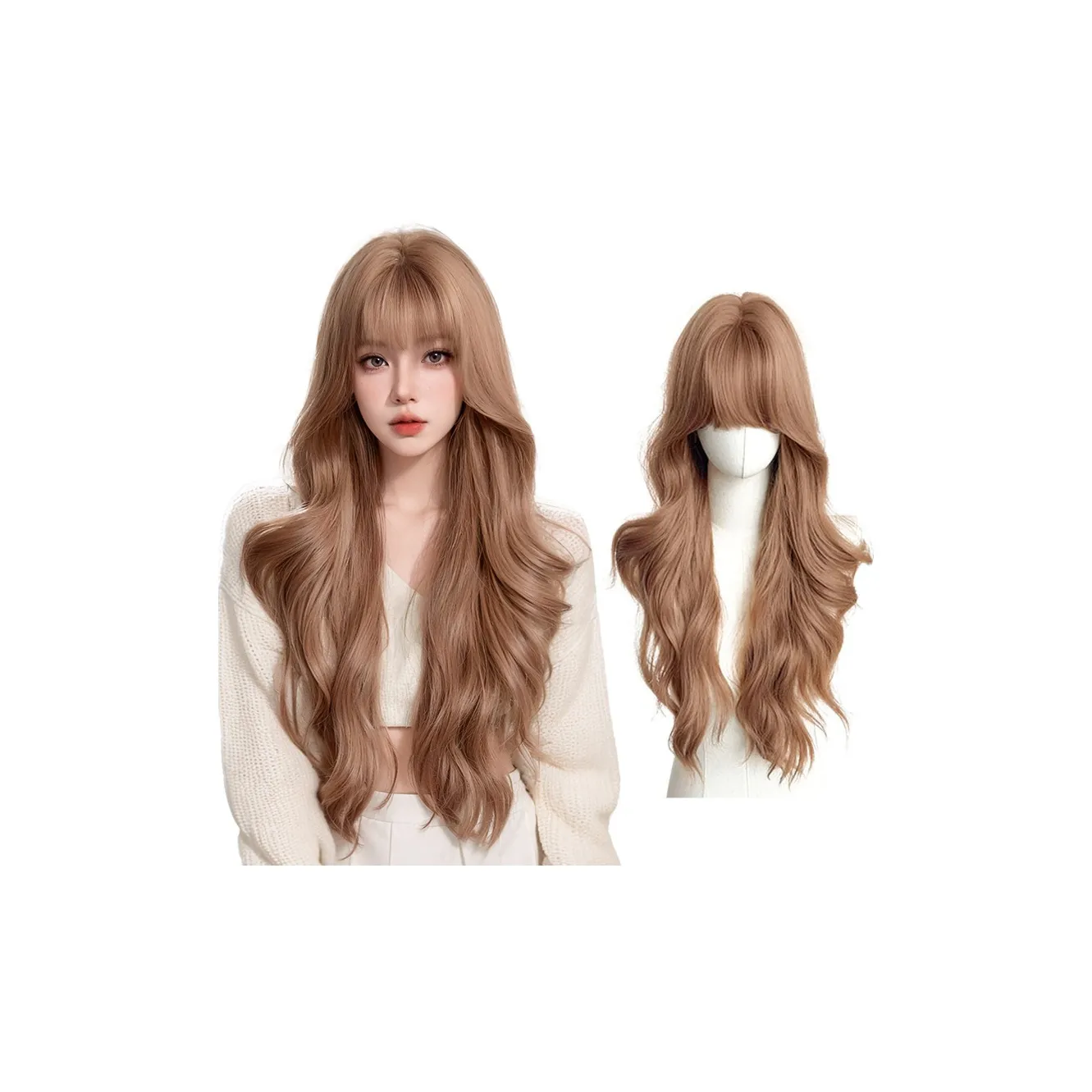 UMIFFA Limited Multicolor Girl Group Большая волна Длинная кудрявая парик Розовое шампанское Коричневый Полный комплект