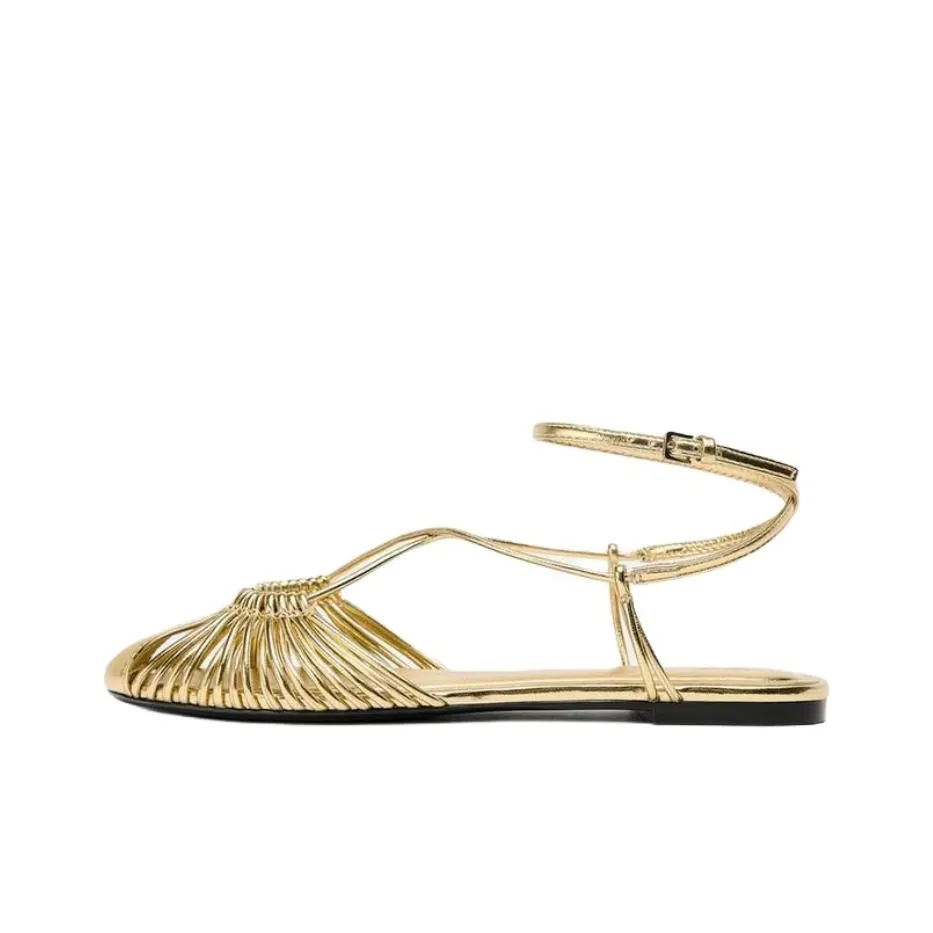 ZARA Повседневная обувь 1 см Женская Золотая