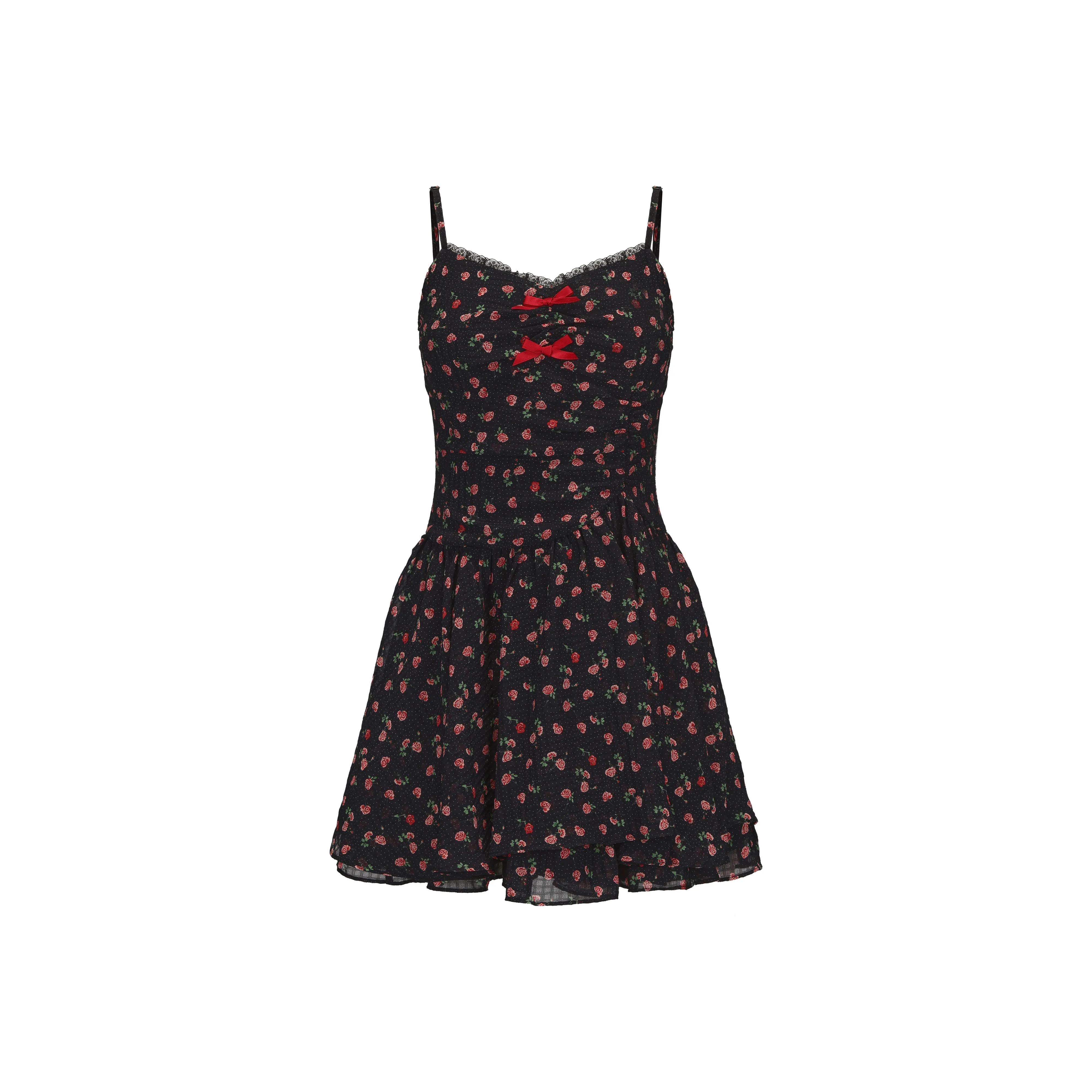 CHIWAWAMEME Красный черный Маленький Дикая ягода Цветочный Женские Слиплатья