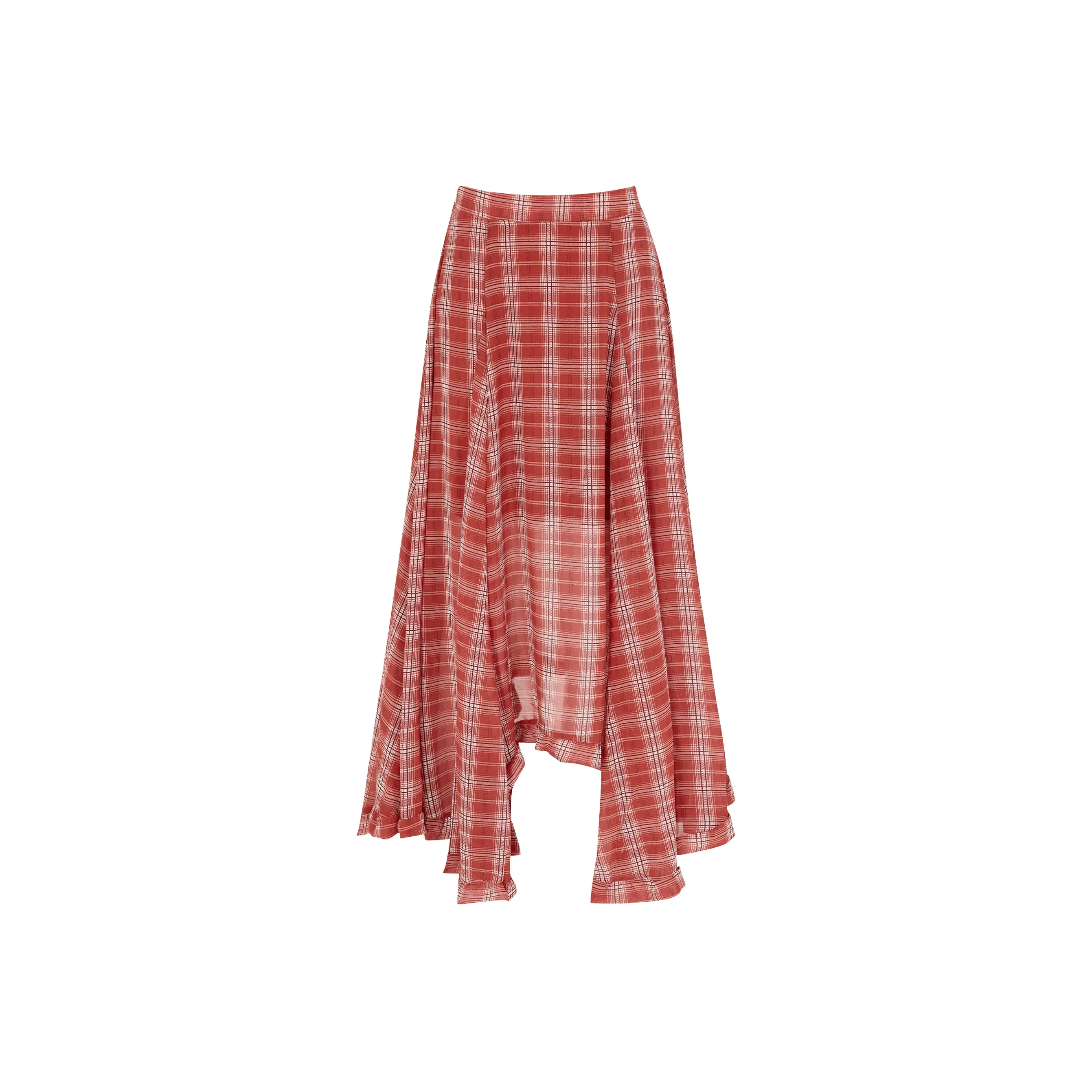 Wen Shan Повседневная длинная юбка женская красная клетка
