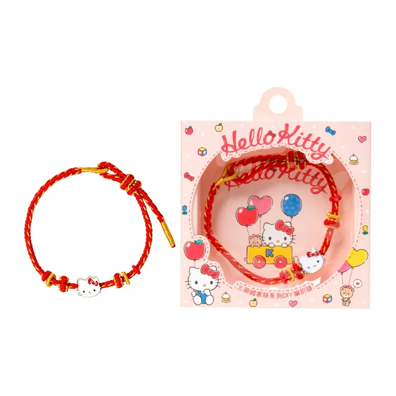 Браслет с бусинами Sanrio x Hello Kitty изящный китайский стиль милый и сладкий дизайн шнурки браслеты