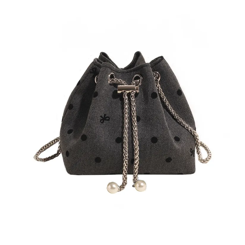 MOONDEMIMA Нейлоновая сумка через плечо ведрообразная сумка женская черная клетка