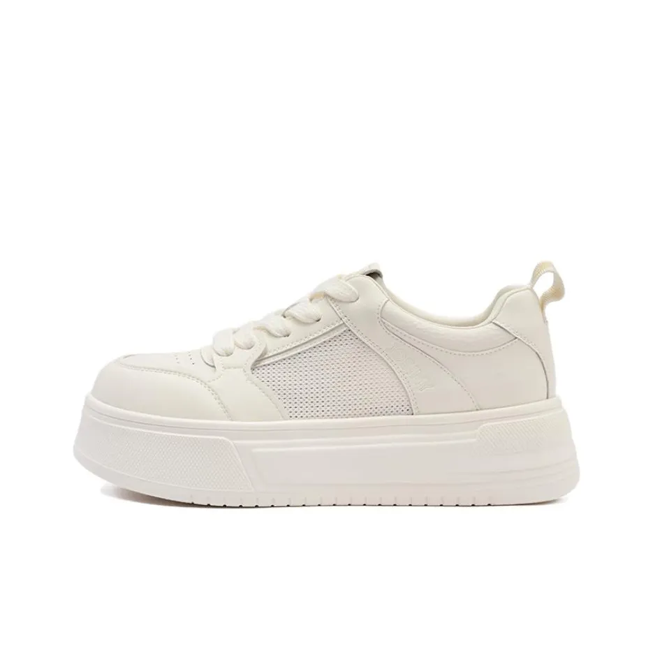 JOSINY Anti Slip Wear Resistant Low Top Skateboard Shoes Vans Women's Ecru