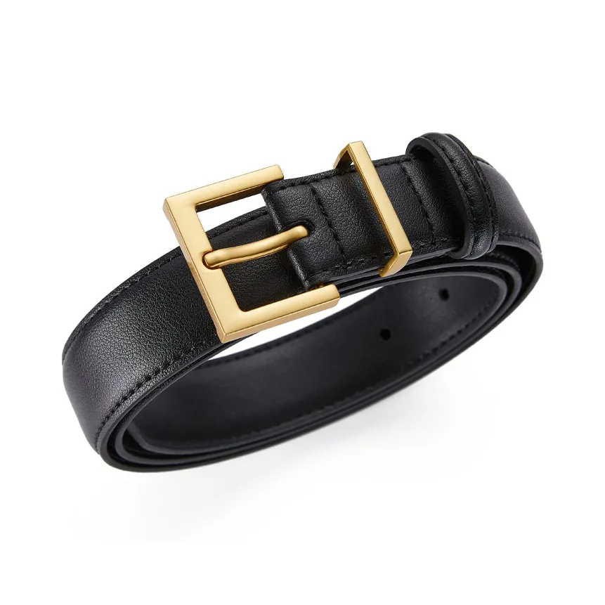 Jeccieziio Ремни из коровьей кожи Женские Золото Ширина 2,8 см