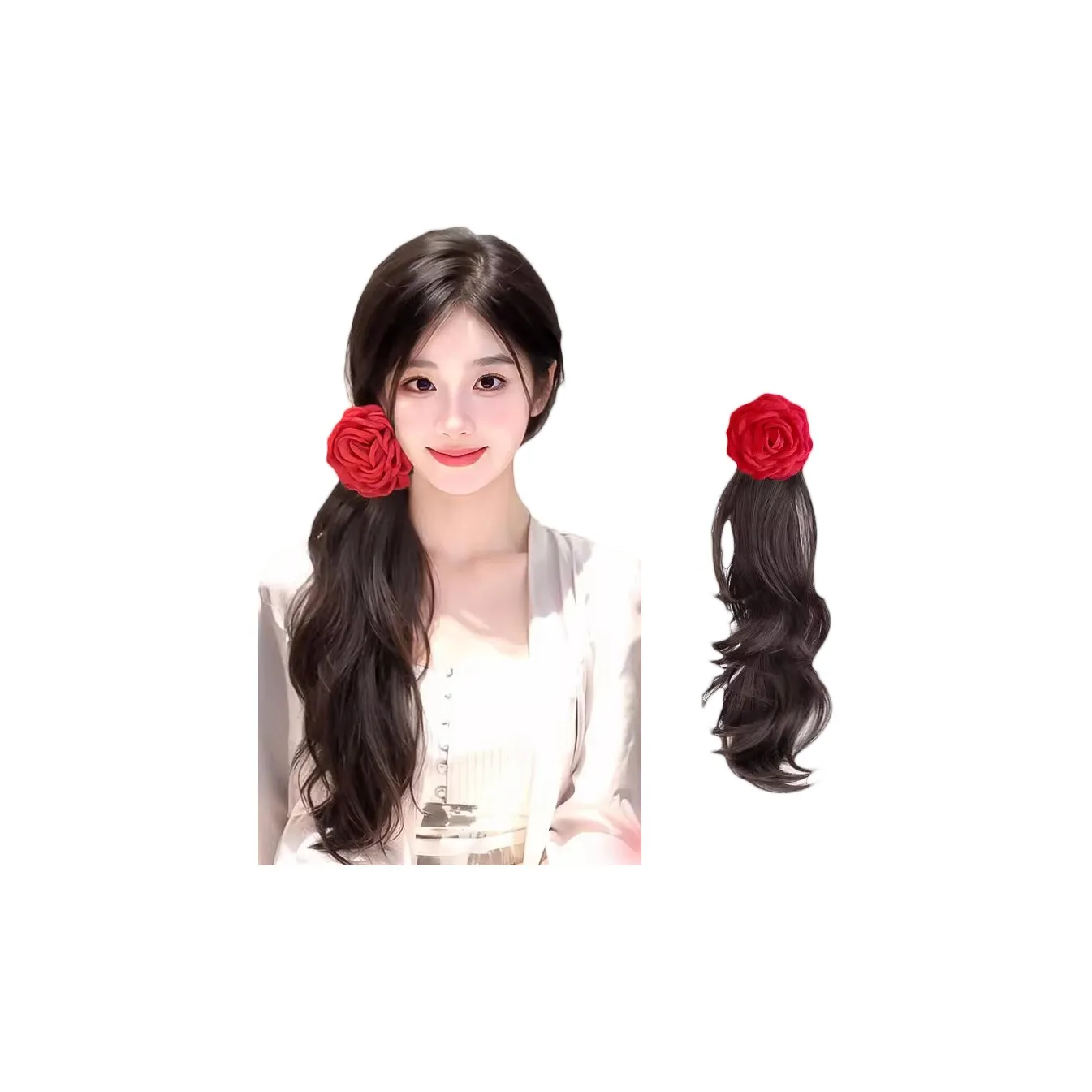 MUNINGFEI Красный Розовый Отделение Волна Пончо Парики Боковая сторона Loop Косичка