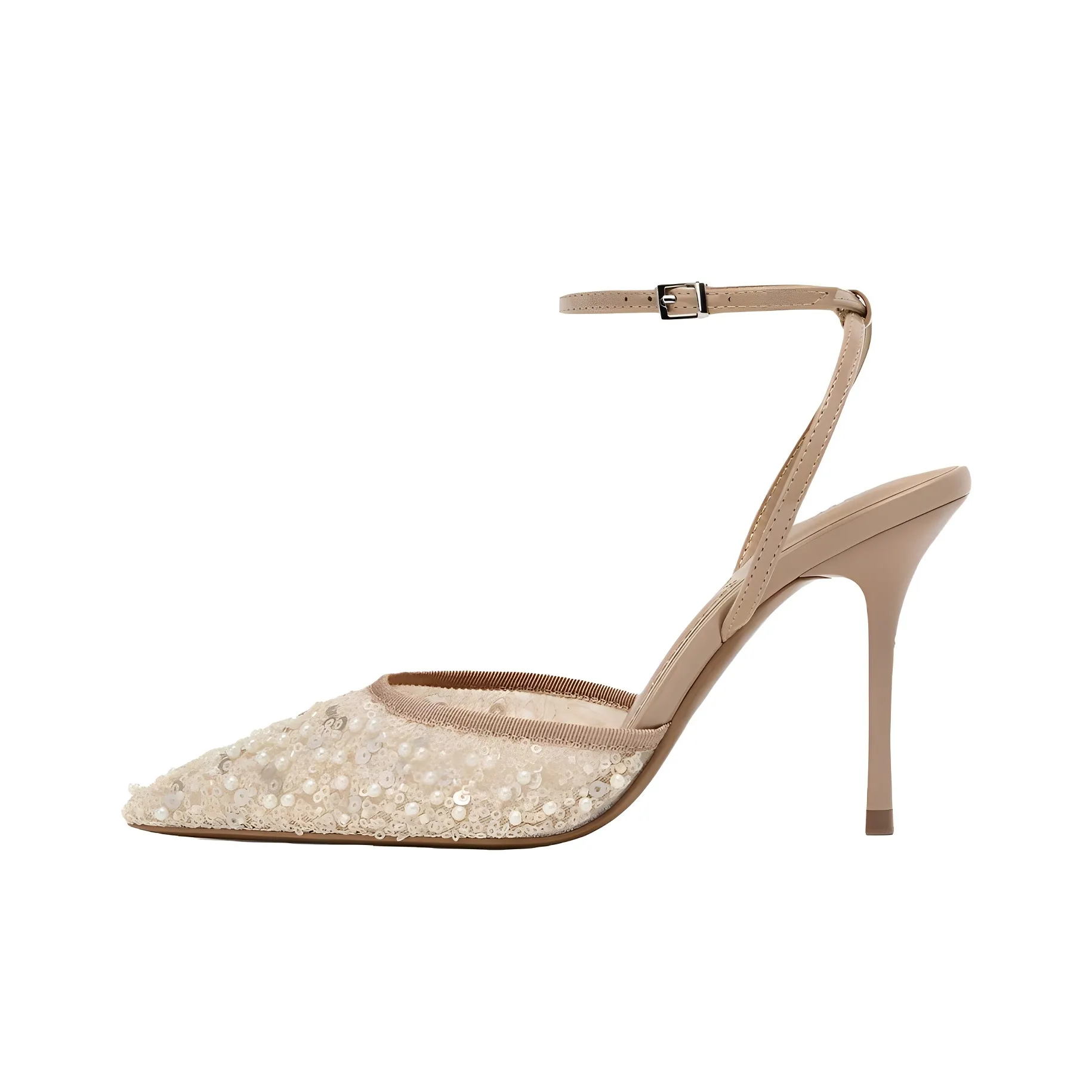 ZARA Узкий каблук Высокие каблуки 10,5 см Женские Бежевый Умбра