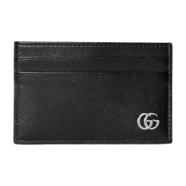 GUCCI Leather Card Holder Unisex Black