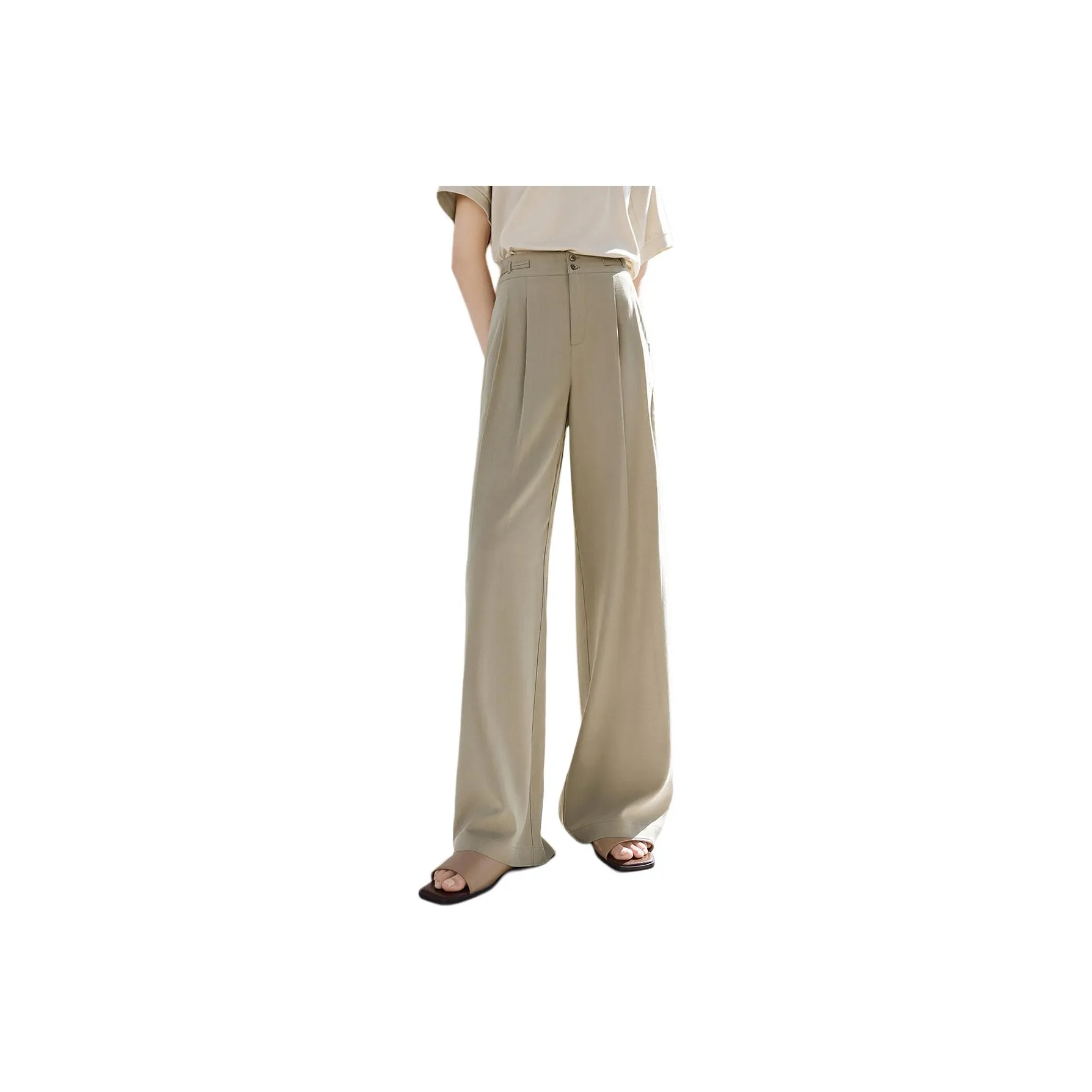 IHIMI Casual Pants Women's Linen Brown