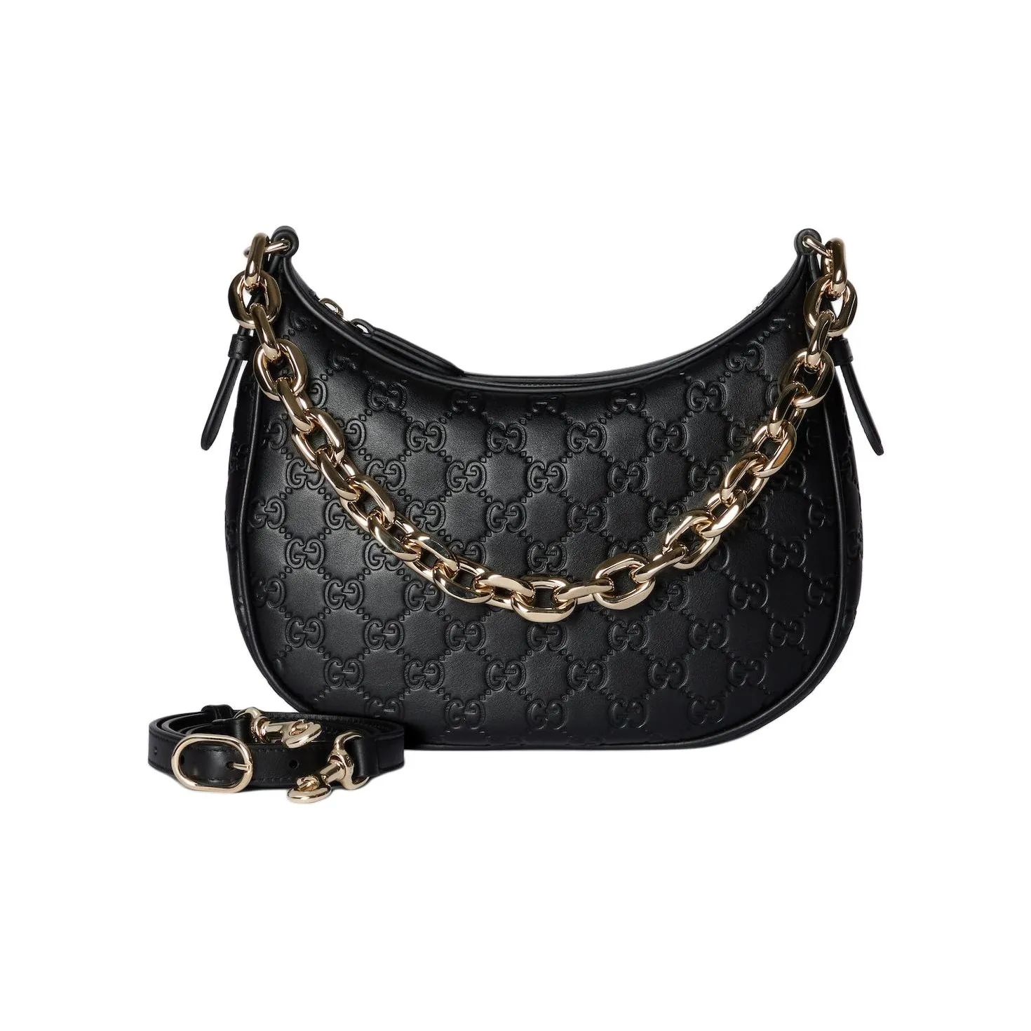 GUCCI Leather Handbag, Shoulder Bag Medium Size Women's Black