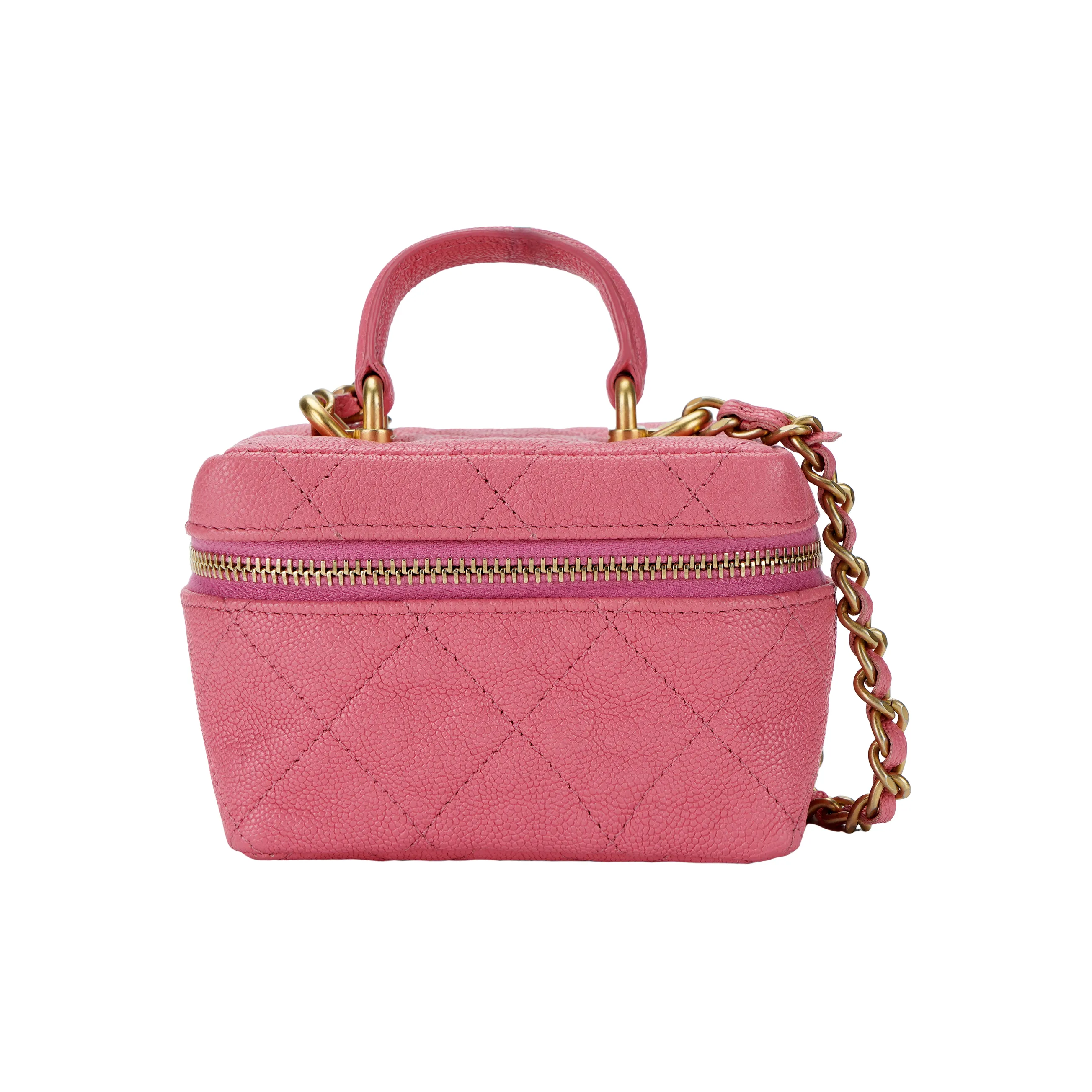 CHANEL Litchi Grain Calfskin Box Bag, Handbag, Shoulder Bag, Crossbody Bag Trumpets Women's Pink