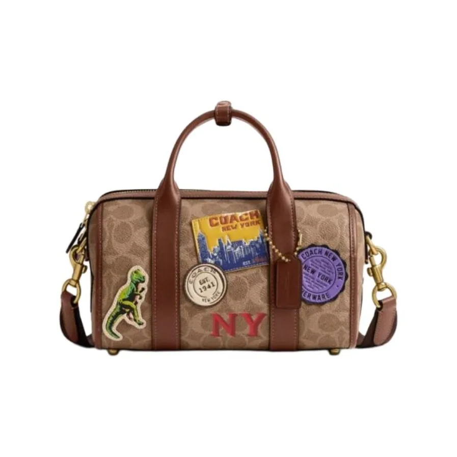 COACH Сумка через плечо из искусственной кожи с коровьей кожей средний размер женская коричнево-желтая