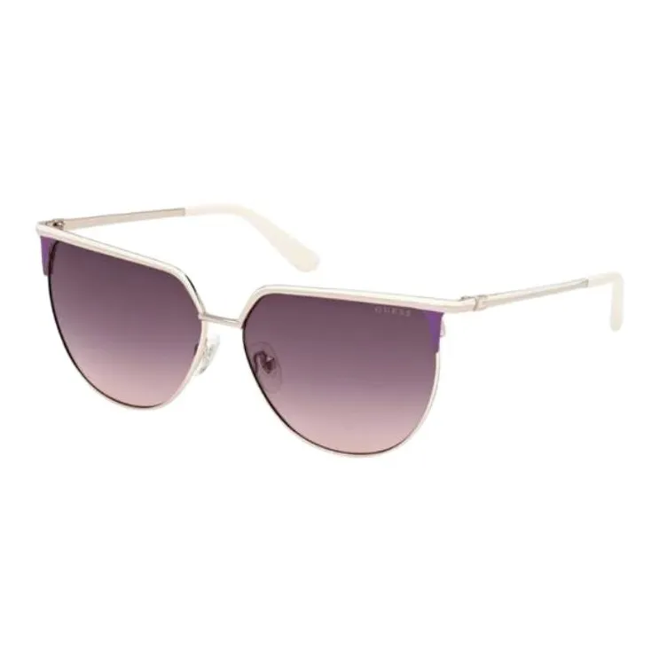 GUESS Metal Irregular Shape Sunglasses Women's Beige