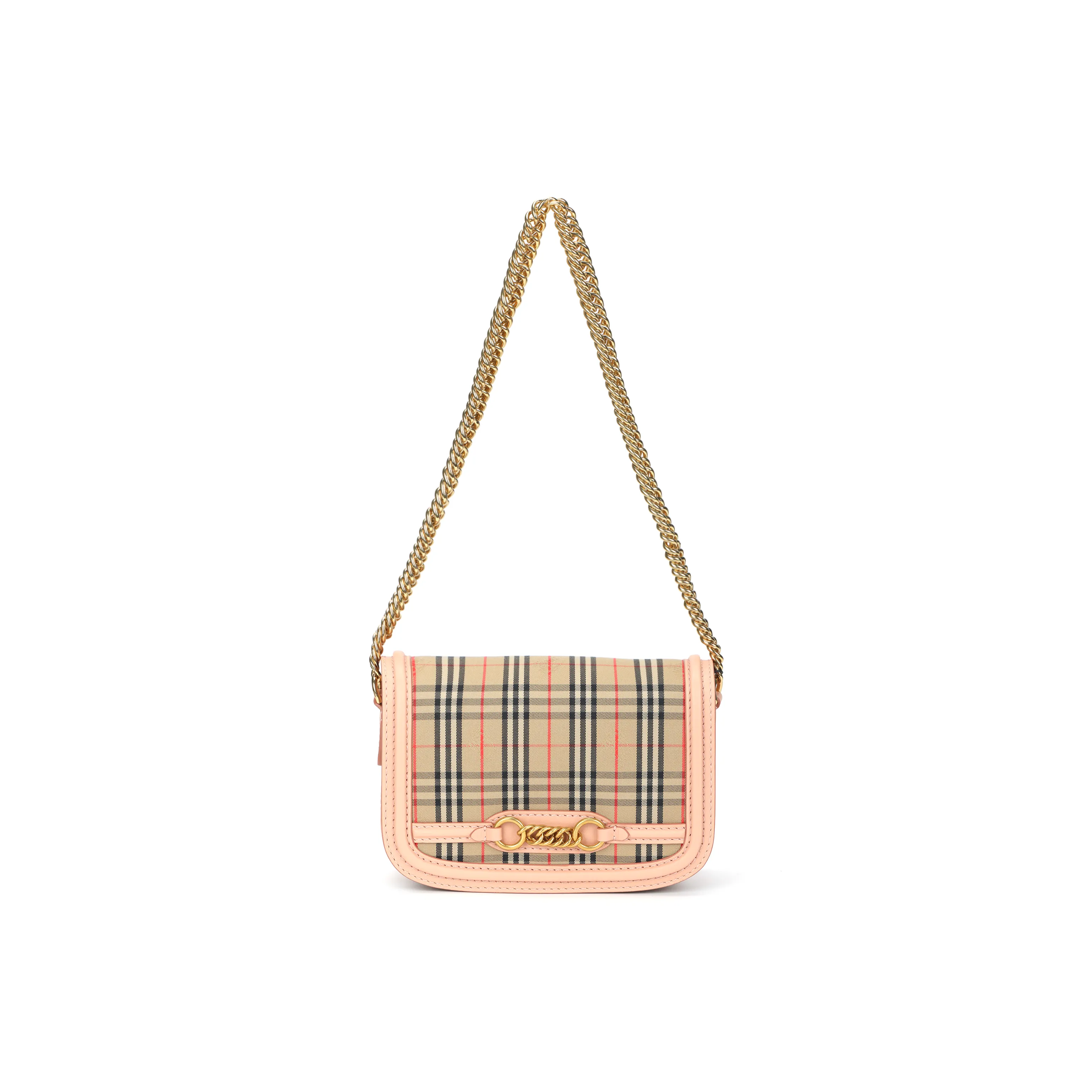 Burberry Cotton With Leather Handbag, Shoulder Bag Women's Nude Pink & Archive Beige