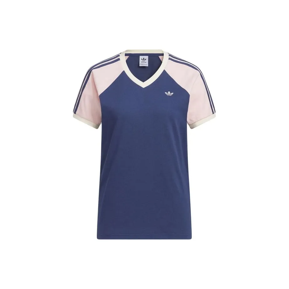 Adidas Originals Clover Series Raglan Sleeve T Shirt Women's Dark Indigo/Light Pink