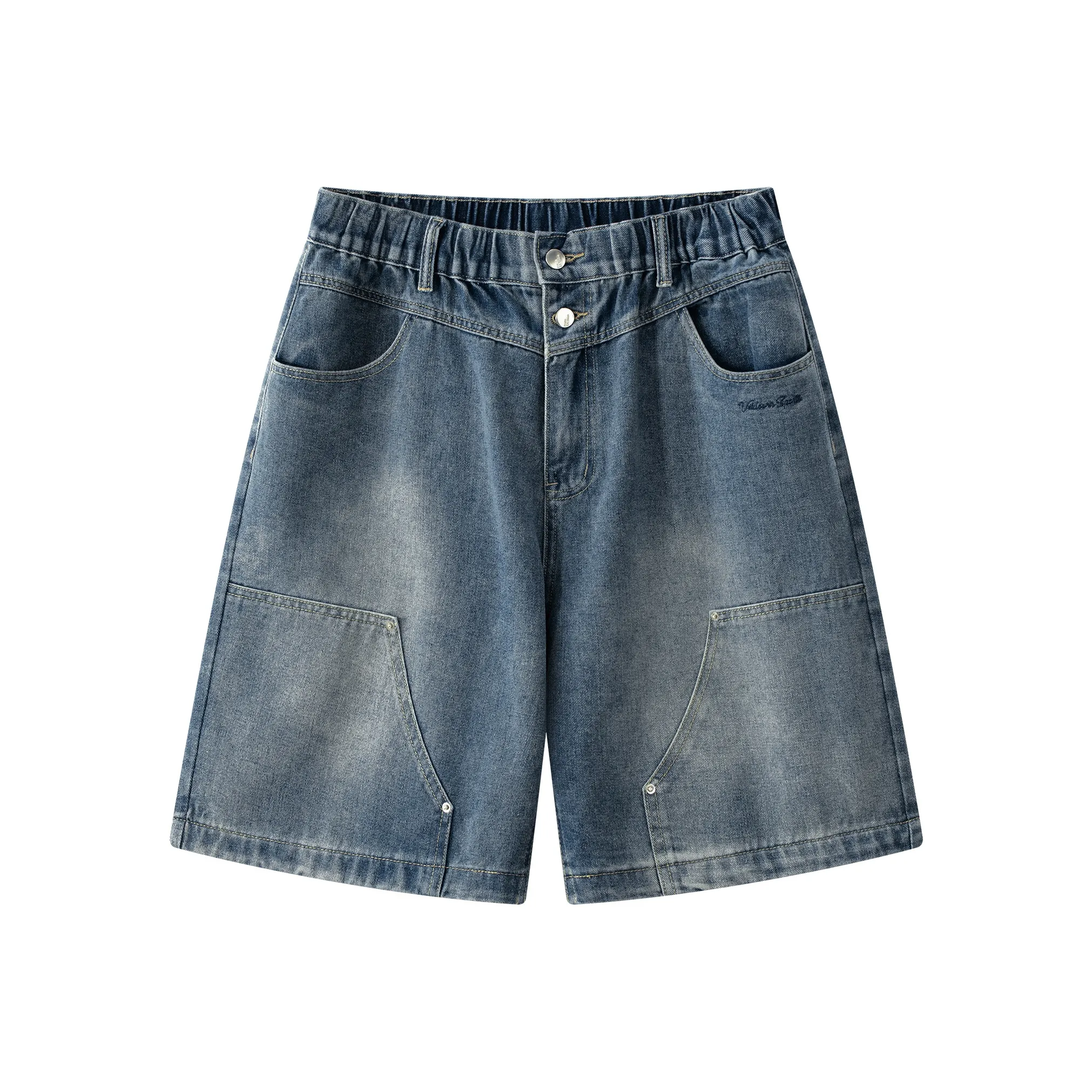 VEIDOORN Джинсовые шорты Унисекс Выстиранный синий