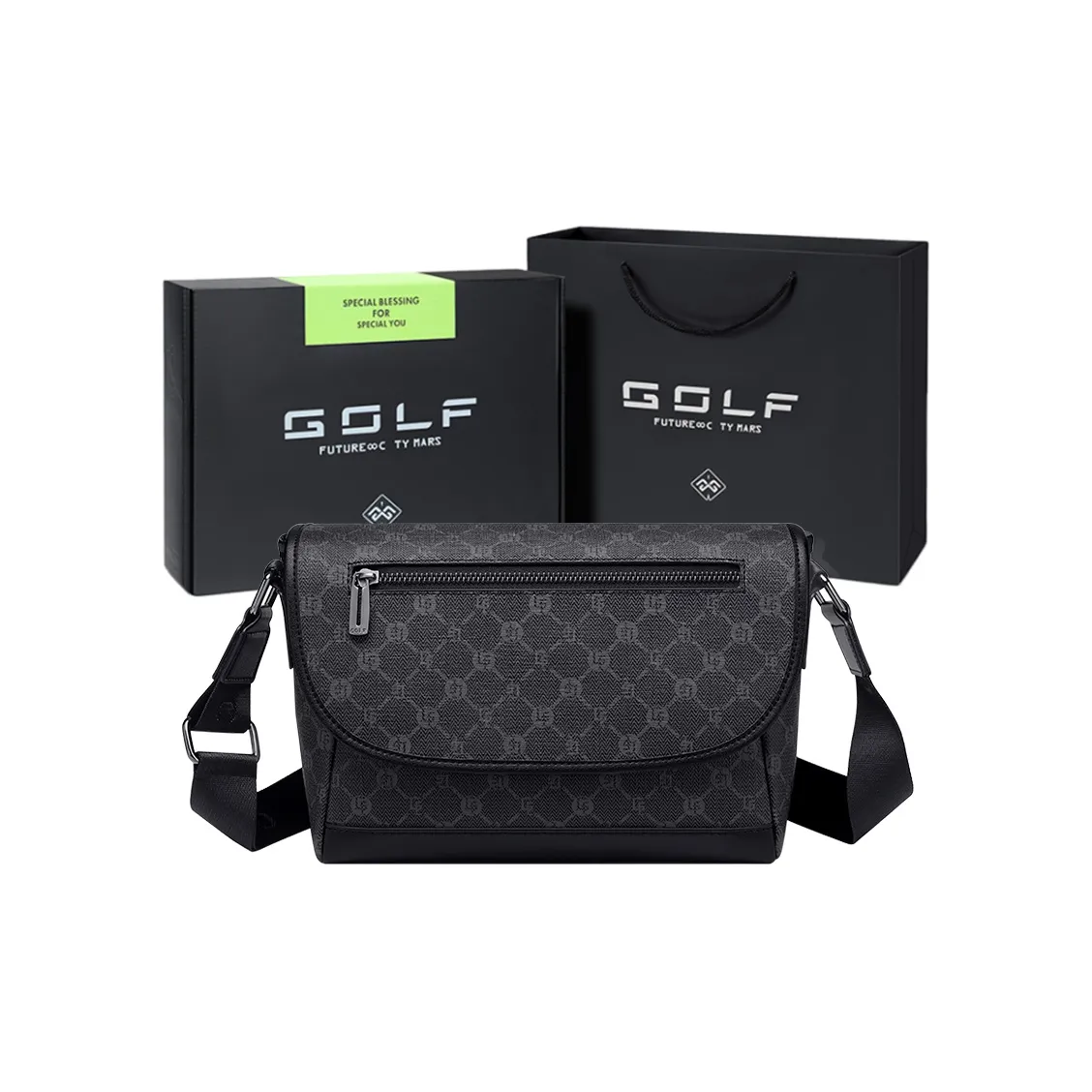 GOLF PVC Messenger Bag, Shoulder Bag Men's Black