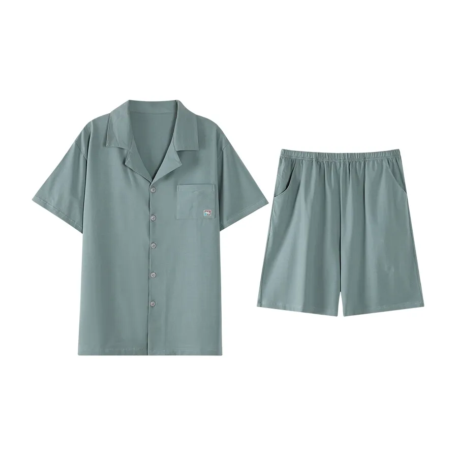 NOME Весенний Летний Кардиган Короткий Рукав Шорты Пижама Мужской Двухкомпонентный Комплект