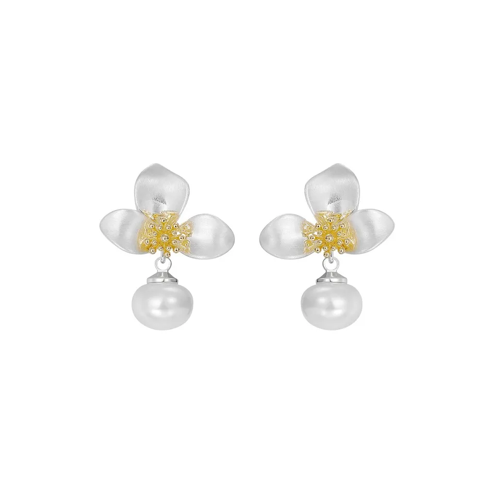 SHINE S925 Silver, Copper, Shell Pearl Earrings Women's