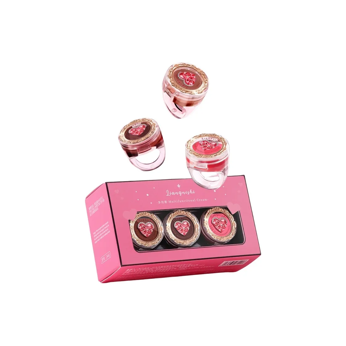 JINGNISHI Бриллиантовое кольцо MULTI Use Крем Набор Элегантность Румяна Смужка PROOF Тон кожи Корректирующий 1,2г*3