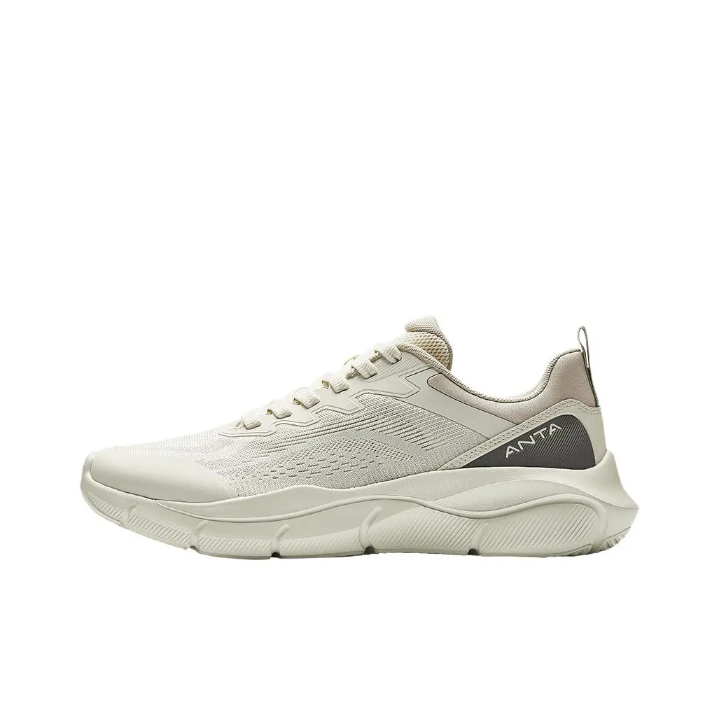 Anta Cushioning, Breathable, And Wide Coverage Low Top Casual Running Whisper shoes Men's Coarse Heather Gray