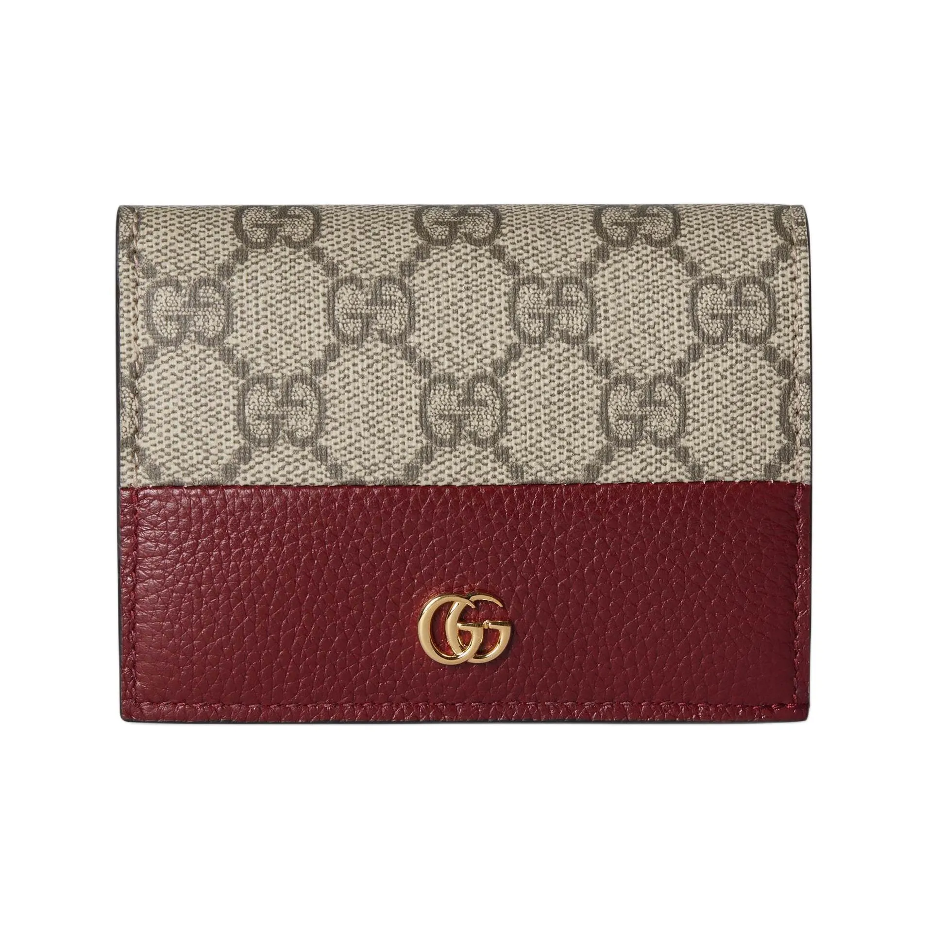 gucci single-breasted GG Marmont Leather Wallet Mini Women's Beige & Red