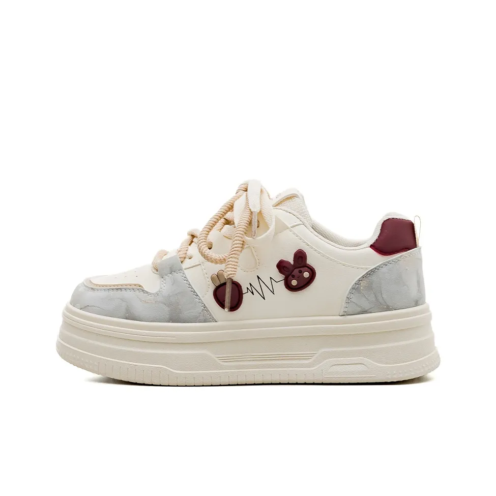 HUANQIU Амортизаторы Slip-resistant Low Top Скейтборд Кроссовки Женские Бежевый Бордовый