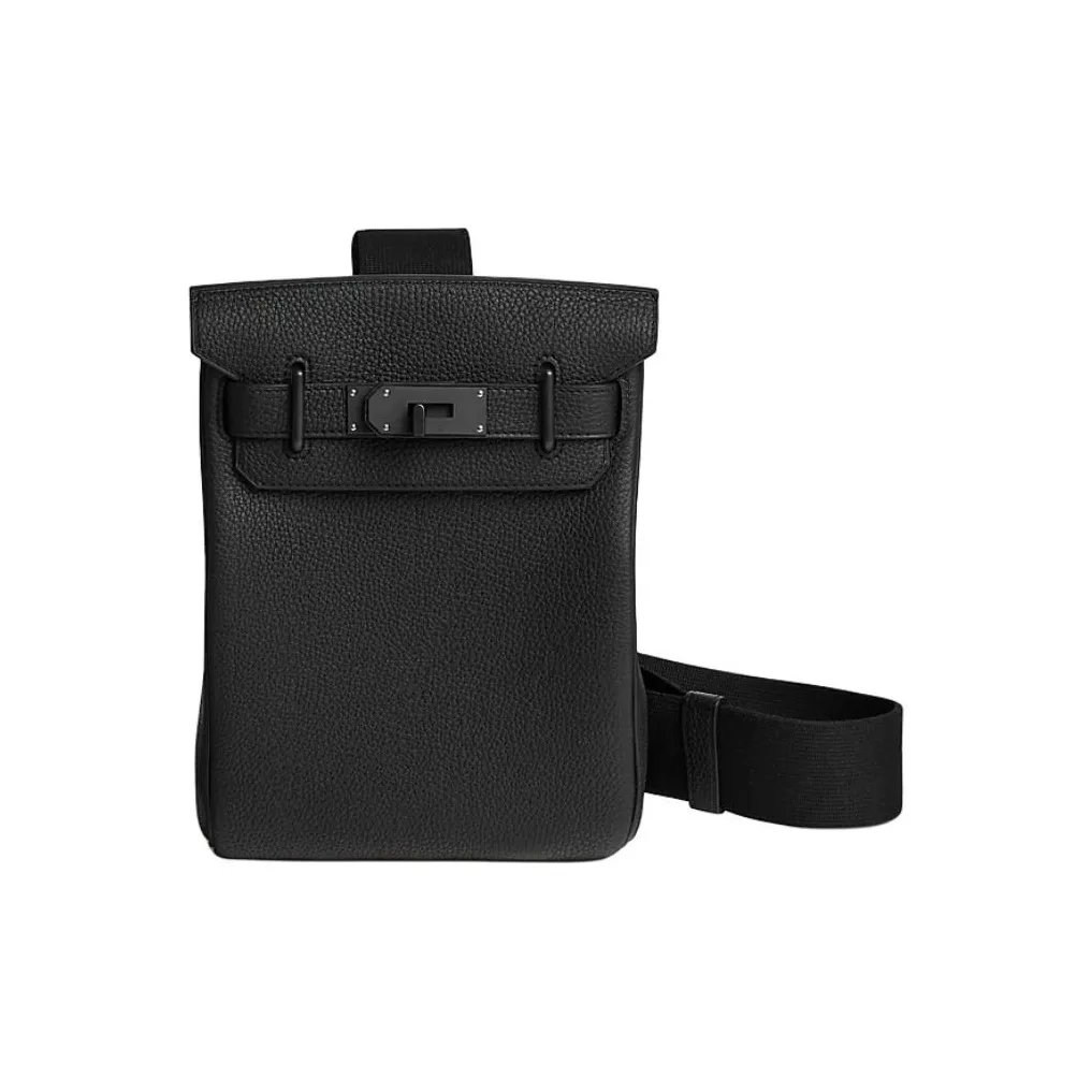 HERMES Hac A Dos Togo Calfskin Crossbody Bags Unisex 89 Noir Black