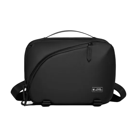 SWISS MILITARY PVC With Polyester Handbag Men's Black