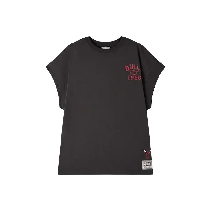 MITCHELL NESS x NBA Chicago Bulls Лайфстайл SU25 100% хлопок Футболка Унисекс Черная