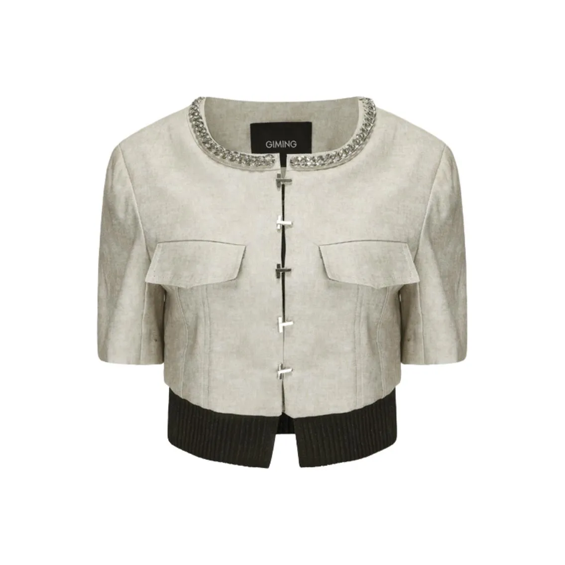 GIMING Шампанское + Черное Женское Короткое Пальто