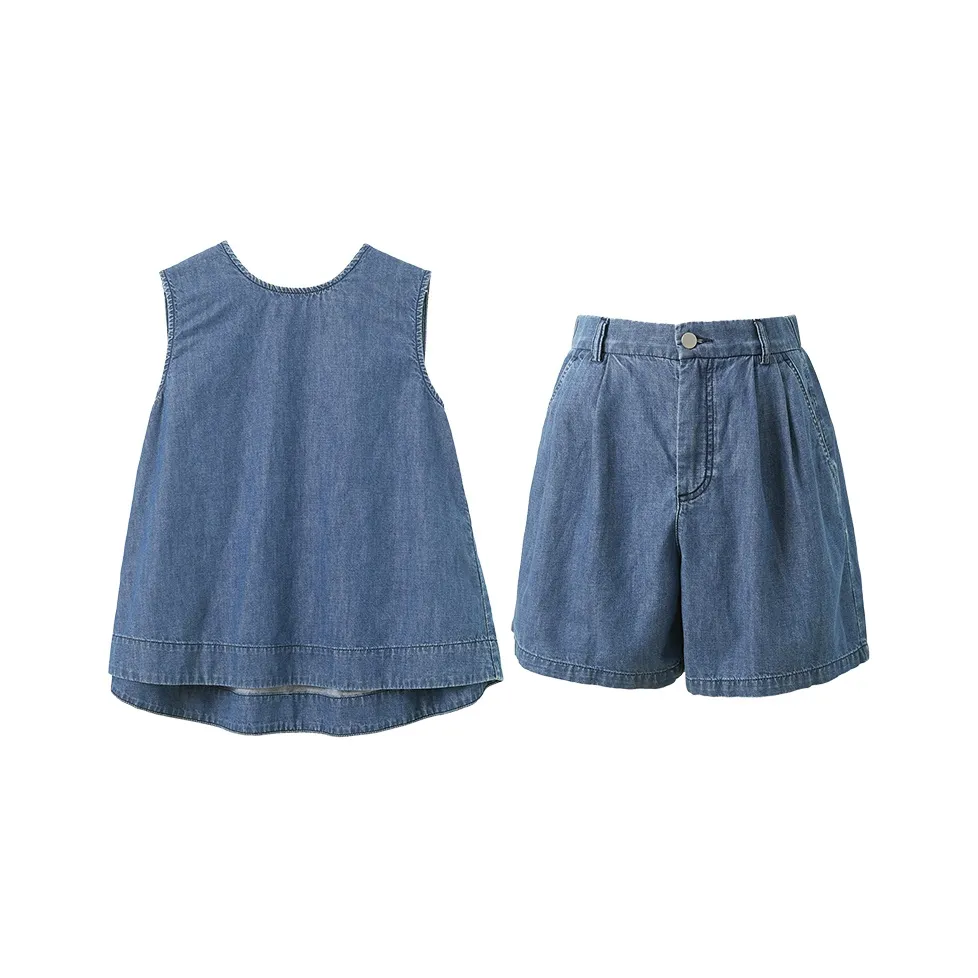 3COLOUR Набор Небесно-голубой Топ + Шорты Женские Повседневные Костюмы