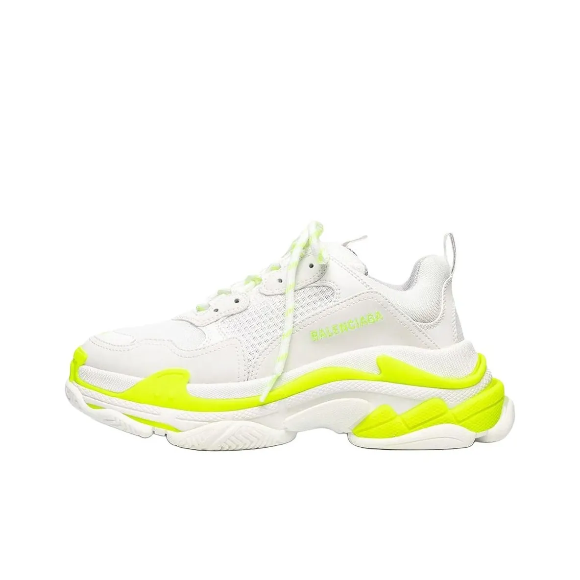 Balenciaga Triple S Low Top Chunky Sneakers Men's Neon Yellow