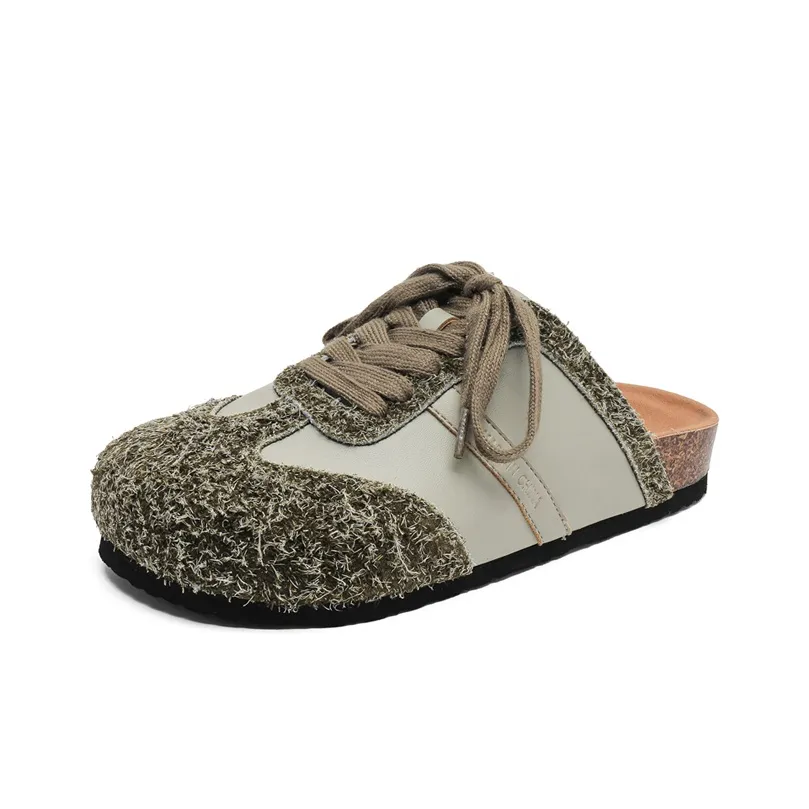 KYMOOU Пробковая подошва ворсистый шов пэчворк из кожи тихий противоотражающий запах устойчивый к скольжению домашние тапочки унисекс
