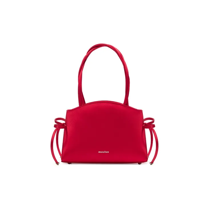 Muuluu Satin Double Bow Shoulder Bag Handbag Small Women's Cherry Red Elegant Black Muuluu Сатин Двойной Бант Сумка через плечо Сумка Маленькая Женская Вишневый Красный Элегантный Черный