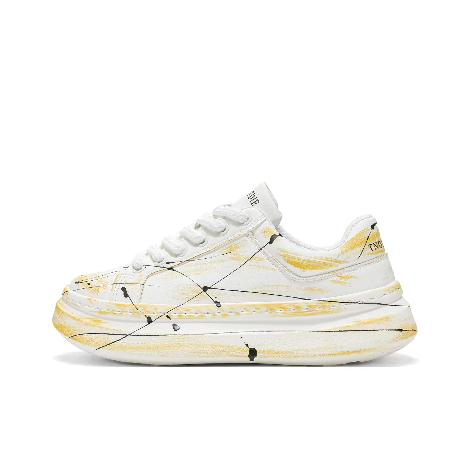 AD Wear resistant And Lightweight Low Top Skateboard Shoes Men's White Yellow