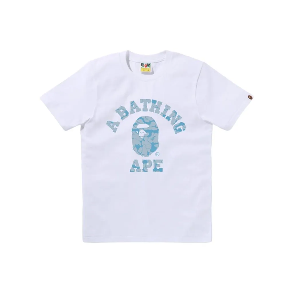 Bape Solid Camo College Tee White Blue