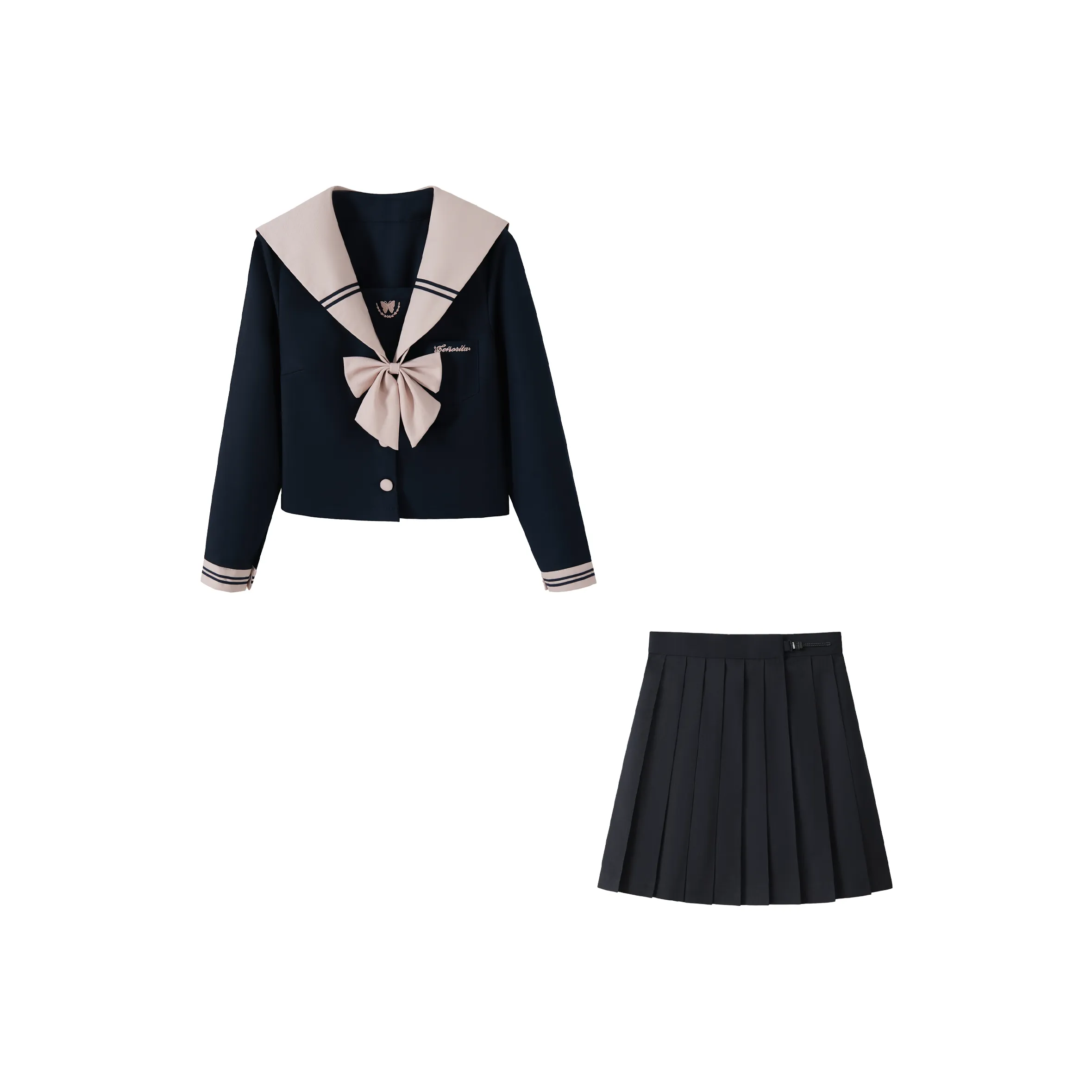 KAZAN Длинный рукав Светло-розовый Ожерелье-чокер Матроска Женская униформа