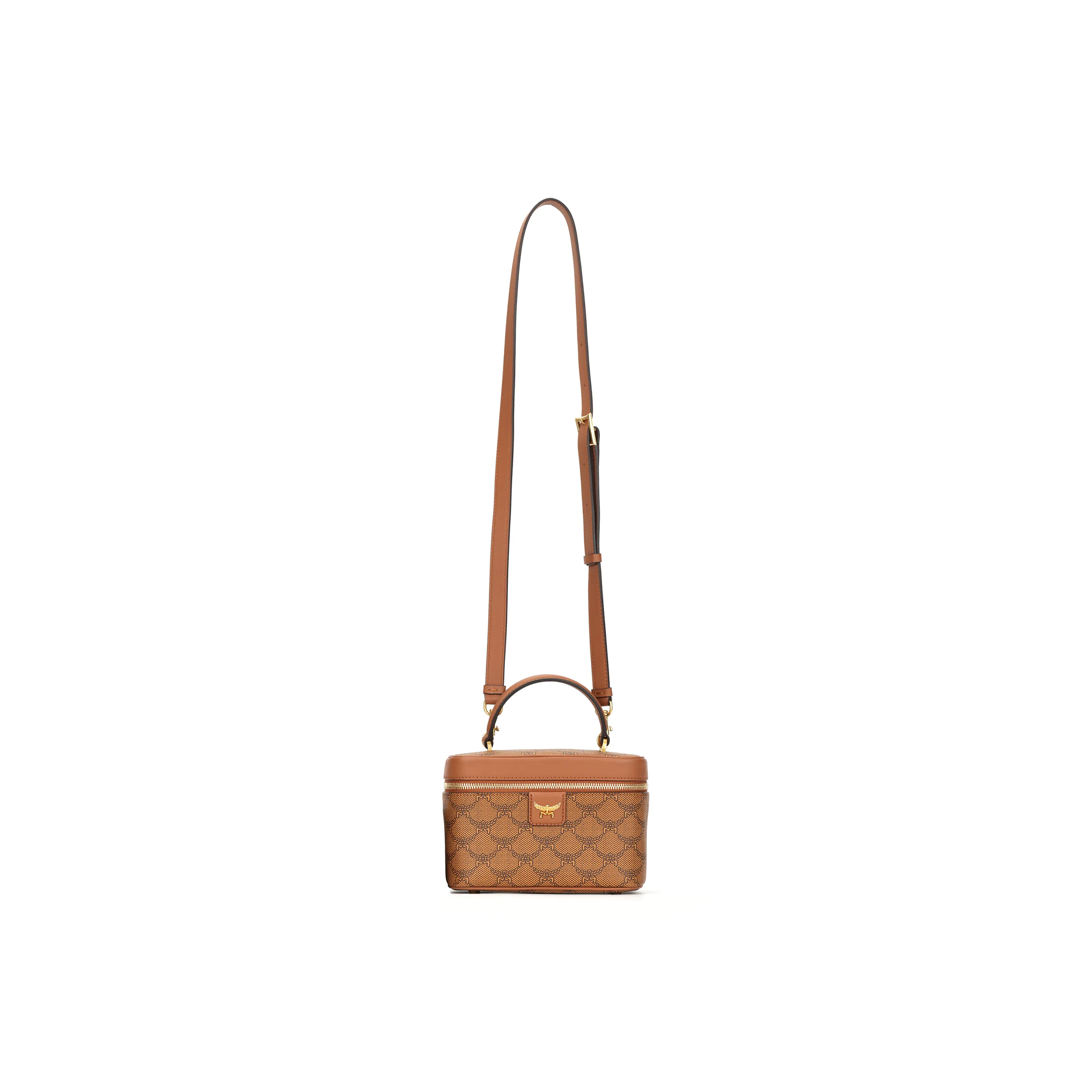 MCM Coated Canvas With Cow Leather Trim Shoulder Bag, Crossbody Bag, Handbag Women's Brown