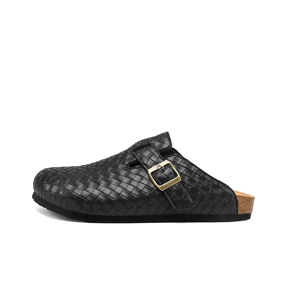 CHAOPAISHA EVA Rubber Sole Cork Sole Abrasion Resistant Slip Resistant Closed Toe Slippers Unisex Black