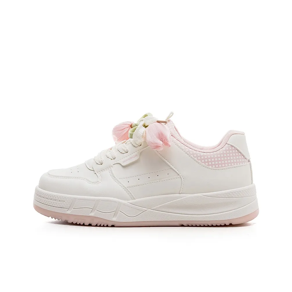 Warrior Дышащий и Легкий Низкий Топ Скейтборд Кроссовки Женские Бежево-Розовые